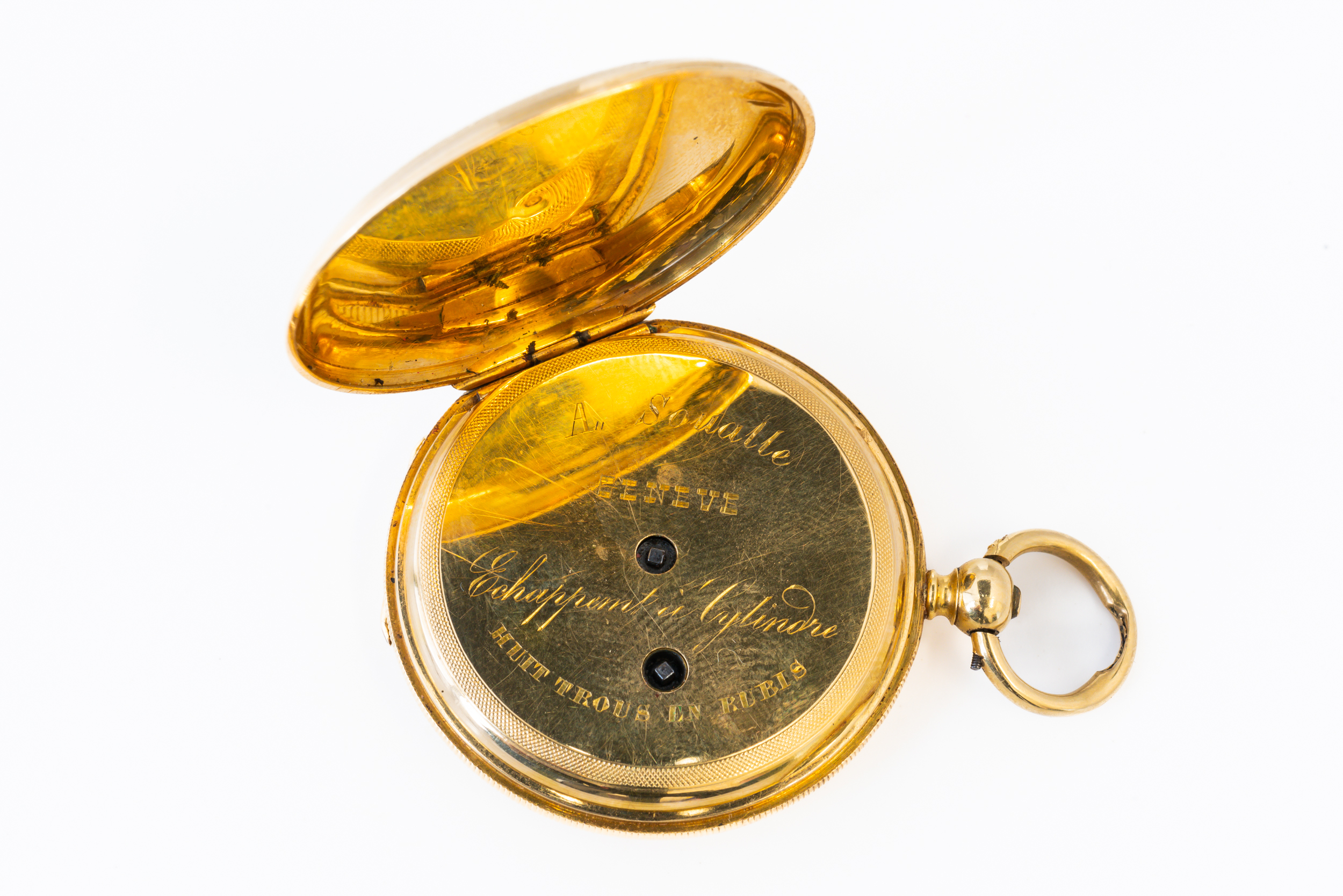 A LADY'S GOLD CASED, KEY WIND, HUNTING CASED FOB WATCH WITH A KEY (2) - Image 3 of 5