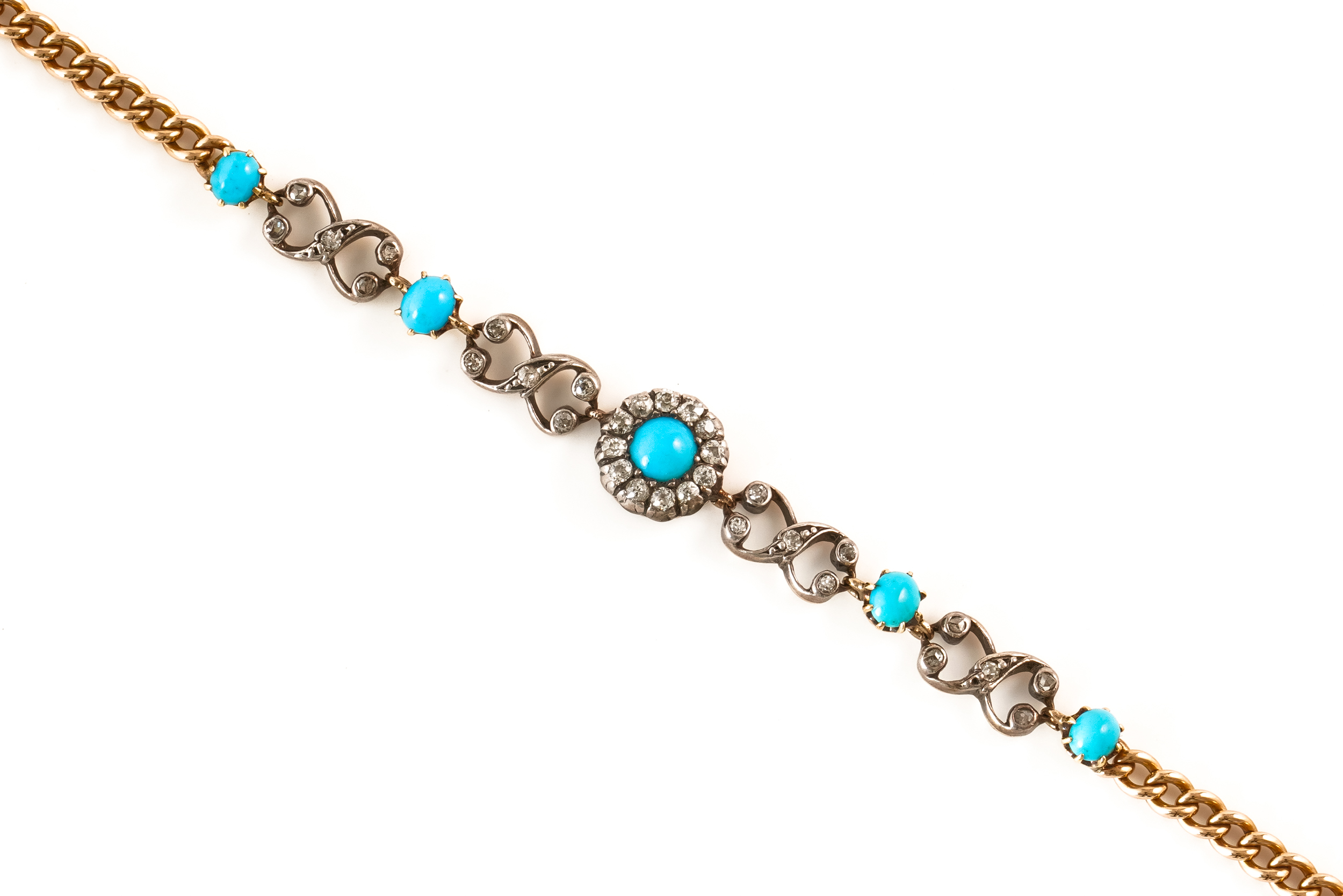 A TURQUOISE AND DIAMOND BRACELET, BOXED (2) - Image 2 of 3
