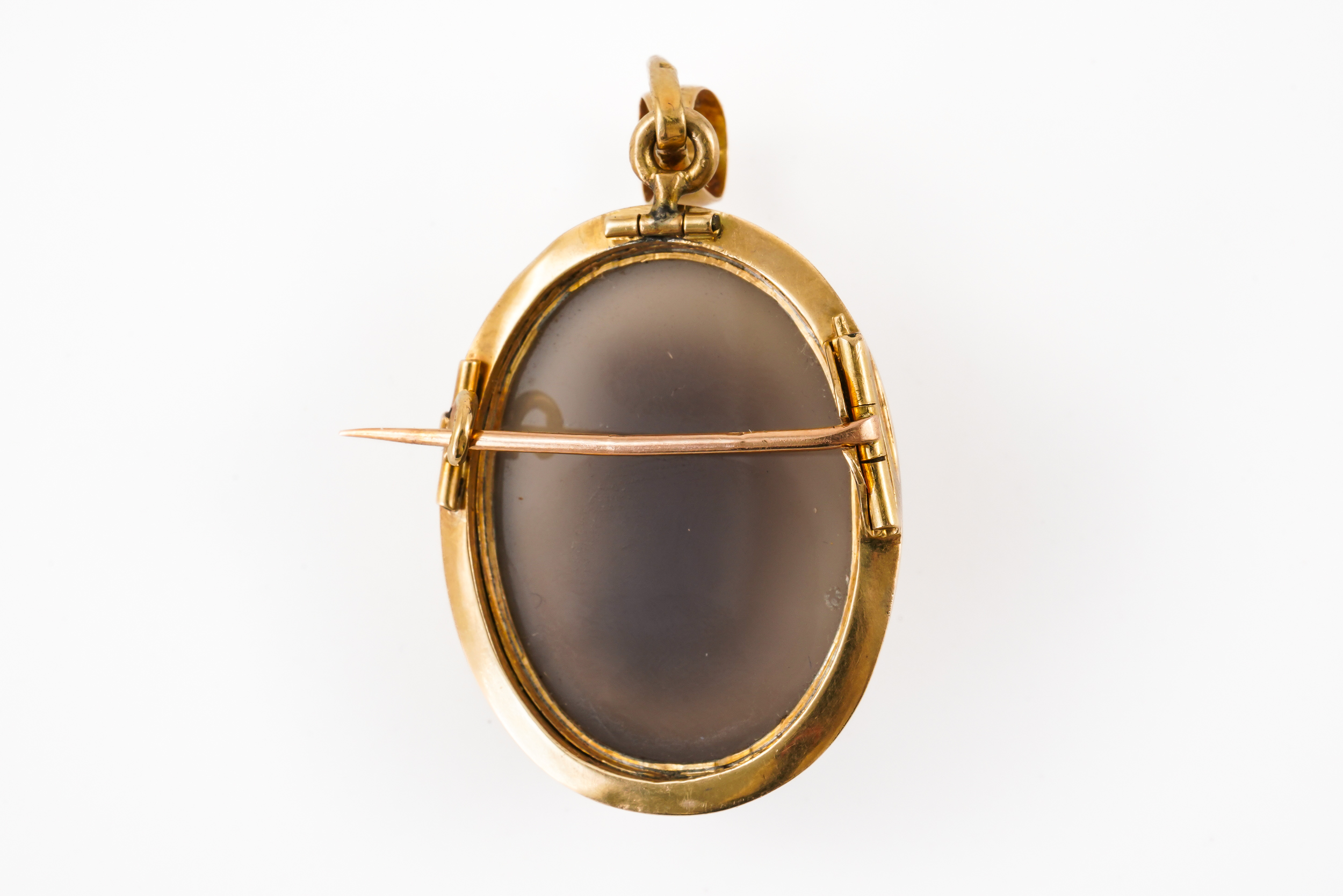 AN AGATE CAMEO PENDANT BROOCH, BOXED - Image 2 of 3
