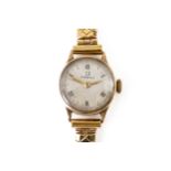 AN OMEGA 9CT GOLD CIRCULAR CASED LADY'S WRISTWATCH