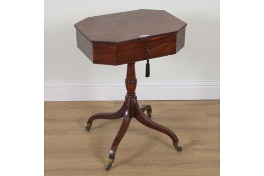 A GEORGE II MAHOGANY COMPRESSED OCTAGONAL LIFT TOP WORK TABLE - Image 2 of 3