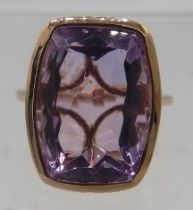 Pink amethyst bezel set cocktail ring, overall 20mm x 15mm, size N. 18K rose gold vermeil plated,