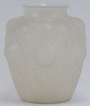 A Rene Lalique ‘Domremy’ frosted glass thistle decorated vase, circa 1926. Of ovoid form and