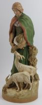 A Bohemian Royal Dux harvesting girl with goats figural group. Numbered 2595 with factory marks