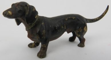 An Austrian cold painted bronze dachshund, late 19th/early 20th century. Struck ‘Austria’ mark