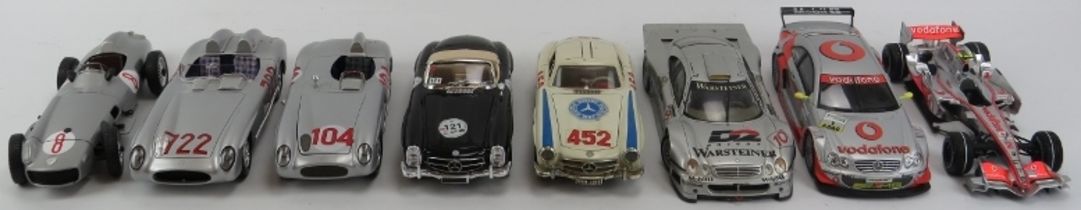 Automobilia: Eight vintage die-cast Mercedes Benz model racing cars. (8 items). Condition report: