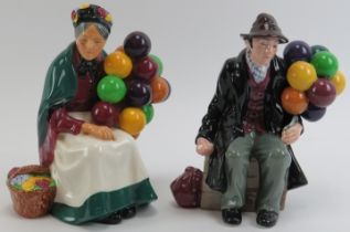 Two Royal Doulton ceramic figurines entitled ‘The Balloon Man’ and ‘The Old Balloon Seller’, 20th
