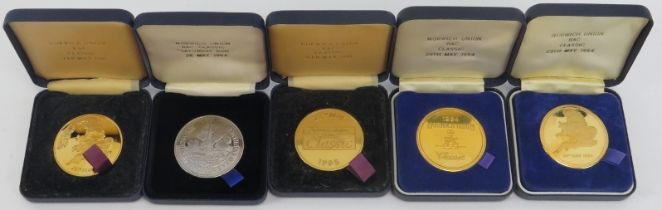 Automobilia: Five Norwich Union RAC Classic Car medallion coins, circa 1994. (5 items). Condition