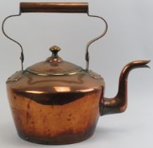 A large Victorian copper swing handled kettle. Of local interest, struck ‘Kreff Cranbrook’. 42 cm