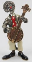 An Italian Sorini enamelled and parcel gilt silver figure of a clown with banjo, 20th century.