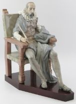 A large Lladro porcelain figure of the Spanish writer Miguel de Cervantes author of Don Quixote,