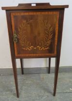 A 19th century mahogany Sheraton Revival bedside cabinet, to match previous lot, crossbanded and