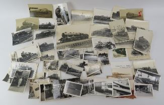 Railwayana: A collection of mainly British railway engine photographs, postcards and related images.