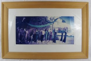 Contemporary School - 'Funeral procession', print, 34cm x 71cm, framed. Condition report: No issues.