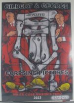 Gilbert & George (b. 1943 & 1942) - 'Corpsing pictures', hand signed poster, 84cm x 60cm,