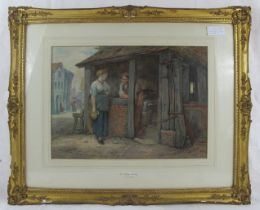 John Dawson Watson RWS RBA (1832-1895) - 'The Village Smithy', watercolour, signed with initials,