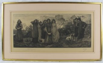Charles Albert Waltner (1846 - 1925) - 'The Evening Hymn', pencil signed etching with blind stamp,