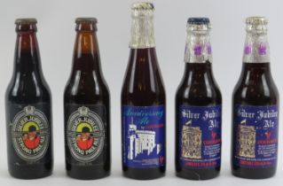 Five bottles 1977 Queens Silver Jubilee beers. (5 bottles).
