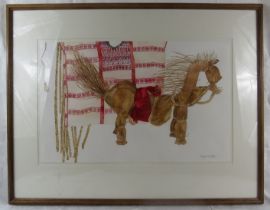 Kay Ellis (Contemporary) -'Straw Horse', watercolour, signed, further info verso, 35cm x 56cm,