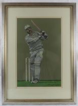 Kenneth Taylor (Artist and former cricketer, b. 1935) - 'Graham Gooch batting', pastel and