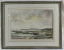 A.P.E. Graham (1990) - 'Coastal landscape', watercolour, signed and dated, 24.5cm x 34cm, framed.