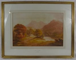 Attributed to Francis Nicholson (1753-1844) - 'Mountainous river landscape', watercolour, bears name