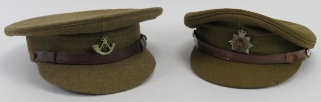 Militaria: Two British army officers peaked caps, 20th century. (2 items). Condition report: Some