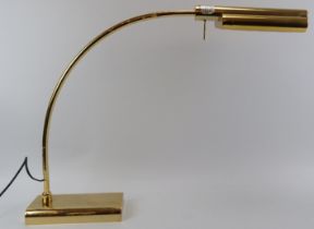 A large vintage gilt metal office desk table lamp, mid/late 20th century. 52 cm height. Condition
