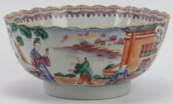 A Chinese Export Famille Rose bowl, 18th century. 19.5 cm diameter. Condition report: Some light