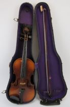 A violin with case, probably late 19th/early 20th century. With faux Antonius Stradivarius’ internal