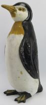 A large vintage hand painted fibreglass model of an emperor penguin. Probably originally from a shop