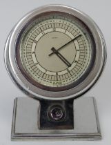 A rare Asprey Art Deco desk clock, circa 1930s. Chromed metal case with amethyst coloured