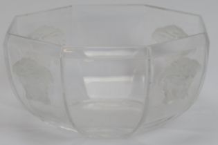 A Rosenthal meets Versace octagonal bowl. With frosted glass Medusa heads and etched Rosenthal