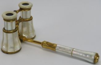 A pair of French mother of pearl opera glasses, late 19th/early 20th century. Probably by Lemaire of