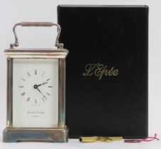 A Mappin and Webb plated silver cased carriage clock, early 21st century. L'epée marked to the