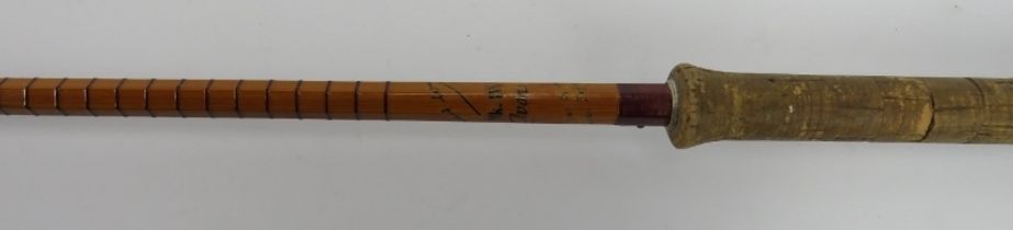 A vintage 'Richard Walker Mk IV' Avon split cane fishing rod by B James & Son of London. Original
