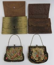 Fashion: A group of vintage leather and needlework purses and wallets, early/mid 20th century. (6
