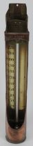 A Victorian Joseph Long copper and brass wall thermometer, circa 1887. Probably a brewer’s