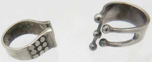 Two silver self adjusting rings by Anna Greta Eker, Norway. The ring is stamped 'AGE' for Anna Greta