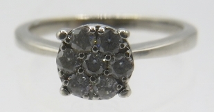 A 9ct white gold diamond cluster ring, size K. Round brilliant cut diamonds approx 0.3cts, approx - Image 2 of 6