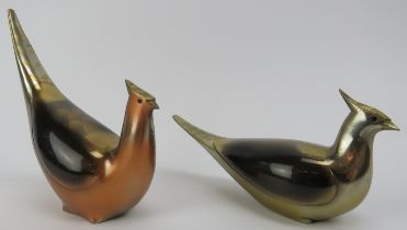 Two Scandinavian mixed metal stylised bird figurines, mid 20th century. (2 items) 14.7 cm length,
