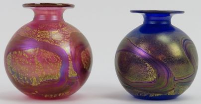 Two Isle of Wight studio glass vases by Michael Harris. (2 items) 7 cm height. Condition report: