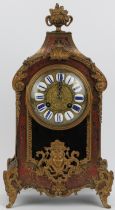 A French boulle cased mantel clock by Japy Freres of Paris. The gilt dial with individual white