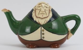A late Victorian ‘Intarsio’ ceramic teapot depicting President Paul Kruger designed by Frederick