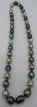 An AAAA Tahitian Southsea pearl necklace, approx 13mm x 10mm. The drop shaped pearls have an