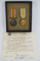 A British World War I British War and Victory Medal. Posthumously awarded to ’204432 PTE J Brook S