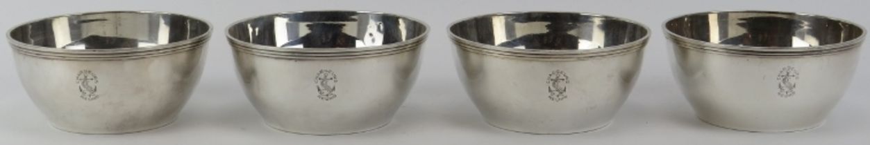 Maritime interest: Four French plated silver bowls by Christofle, early 20th century. Each