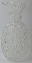 A Waterford crystal glass pineapple vase. Waterford mark beneath. 30.3 cm height. Condition