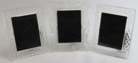 Three Waterford crystal glass photograph frames. Comprising a ‘Nocturne’ pair together with