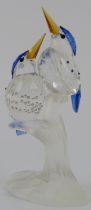 A Swarovski 'Malachite Kingfishers’ crystal glass figurine. Box included. 10 cm height. Condition